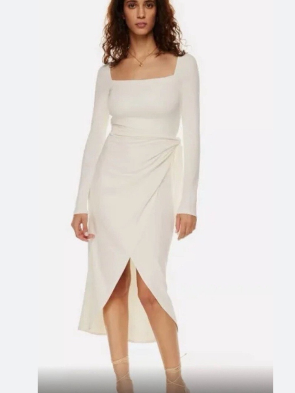 Wilfred Cream Long-Sleeve Wrap-Style Maxi Dress XL